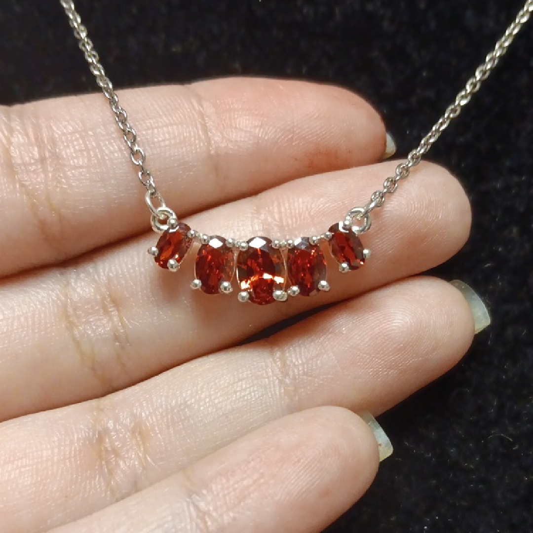 Djoy Simulated Garnet Color Diamond Necklace 18-20 Inches In Sterling Silver 30$